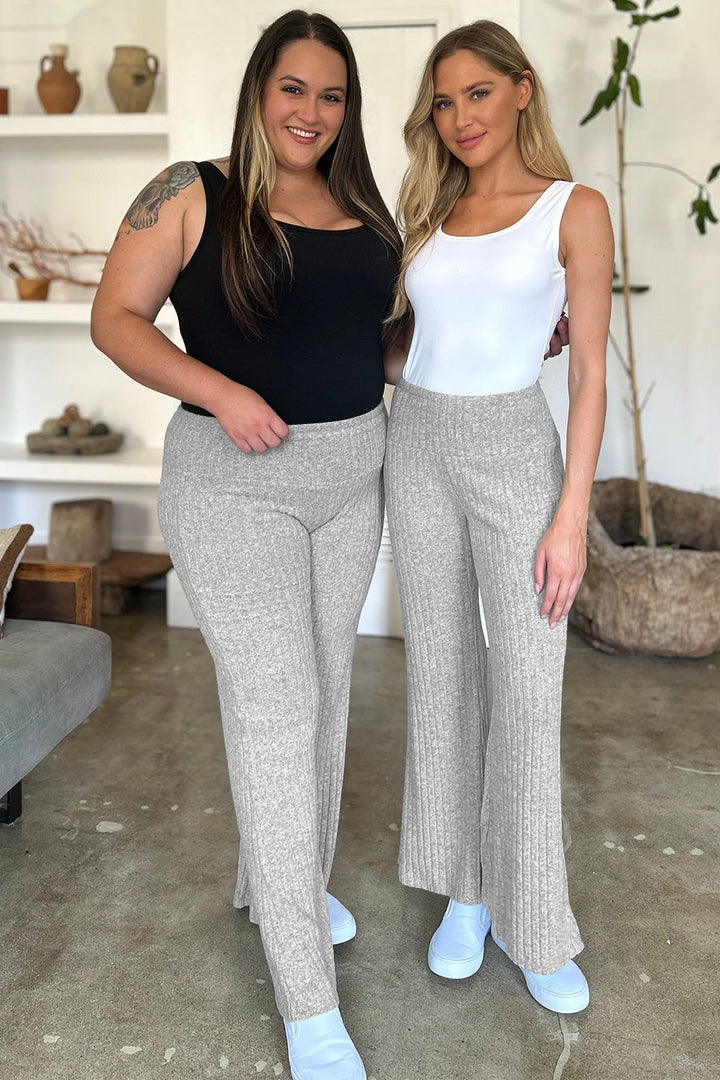 Ribbed High Waist Flare Pants - SharpDuds