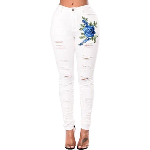 Ripped Denim Pencil Pants - www.SharpDuds.com