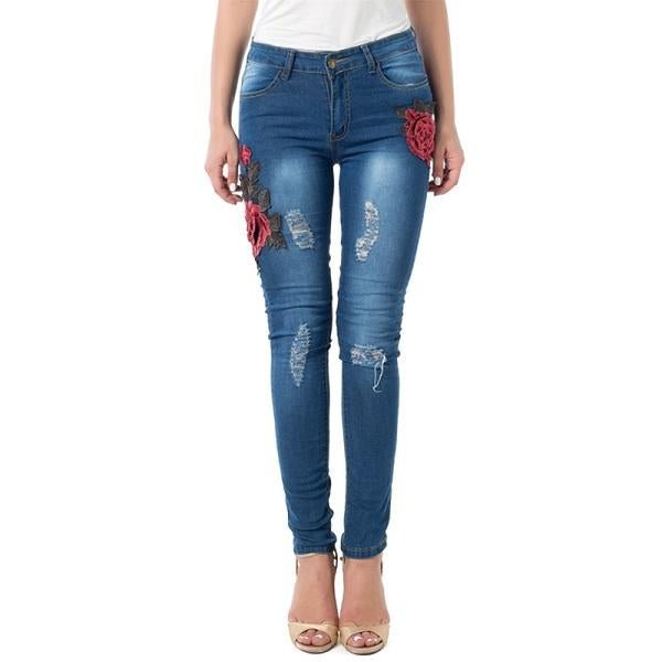 Ripped Denim Pencil Pants - www.SharpDuds.com