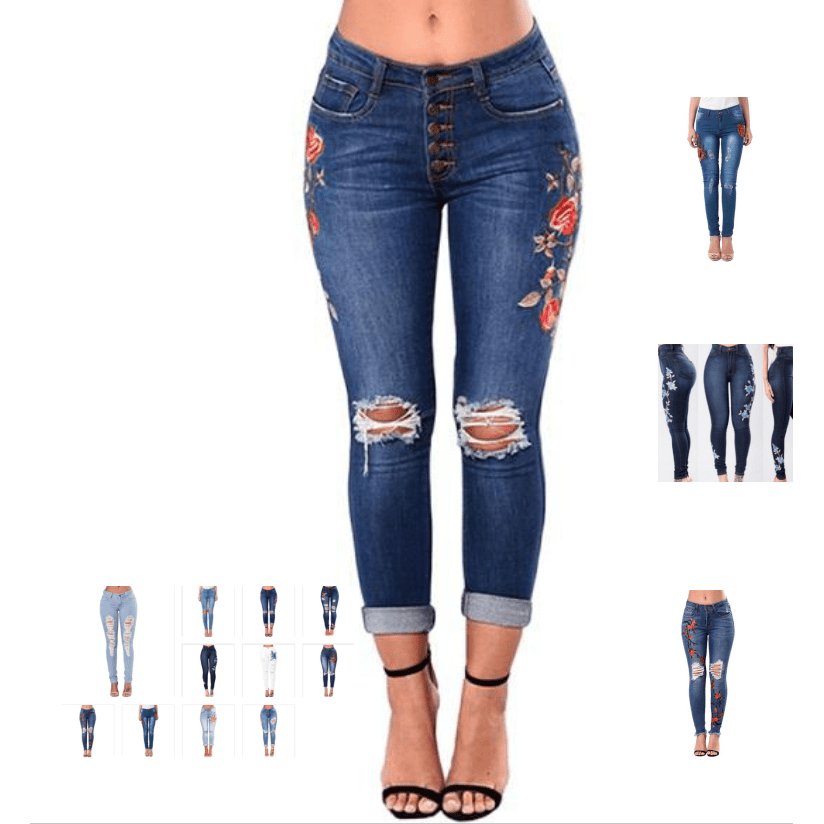 Ripped Denim Pencil Pants - www.SharpDuds.com