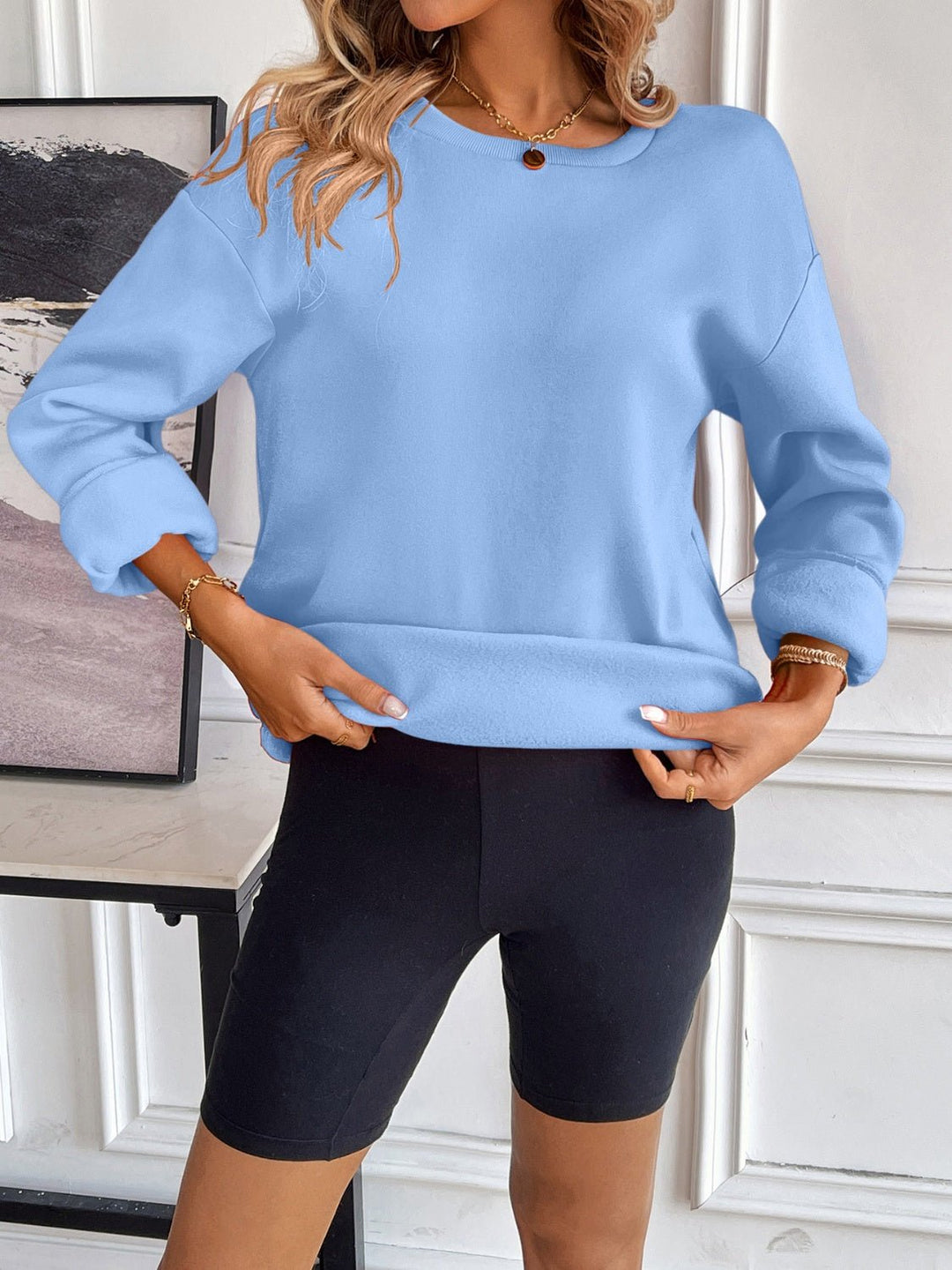 Round Neck Long Sleeve Sweatshirt - SharpDuds