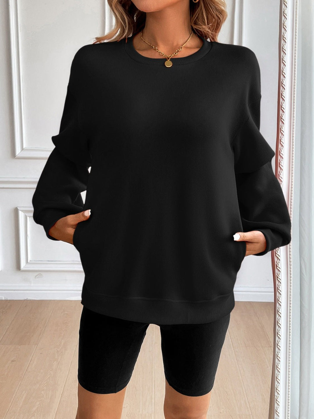 Round Neck Long Sleeve Sweatshirt - SharpDuds