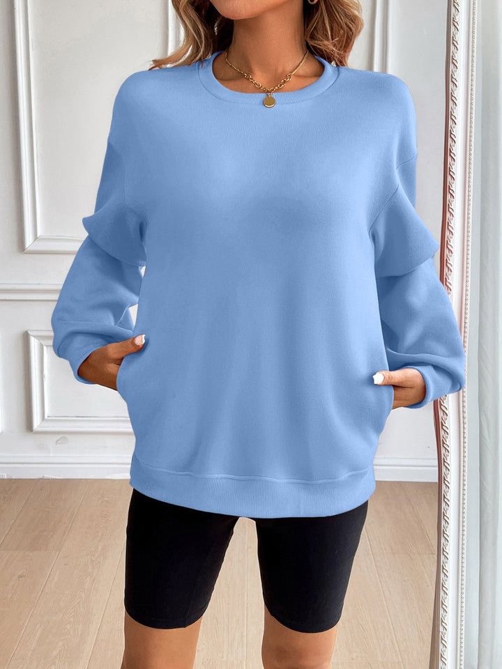 Round Neck Long Sleeve Sweatshirt - SharpDuds