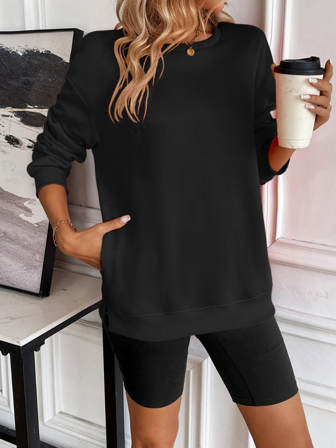 Round Neck Long Sleeve Sweatshirt - SharpDuds