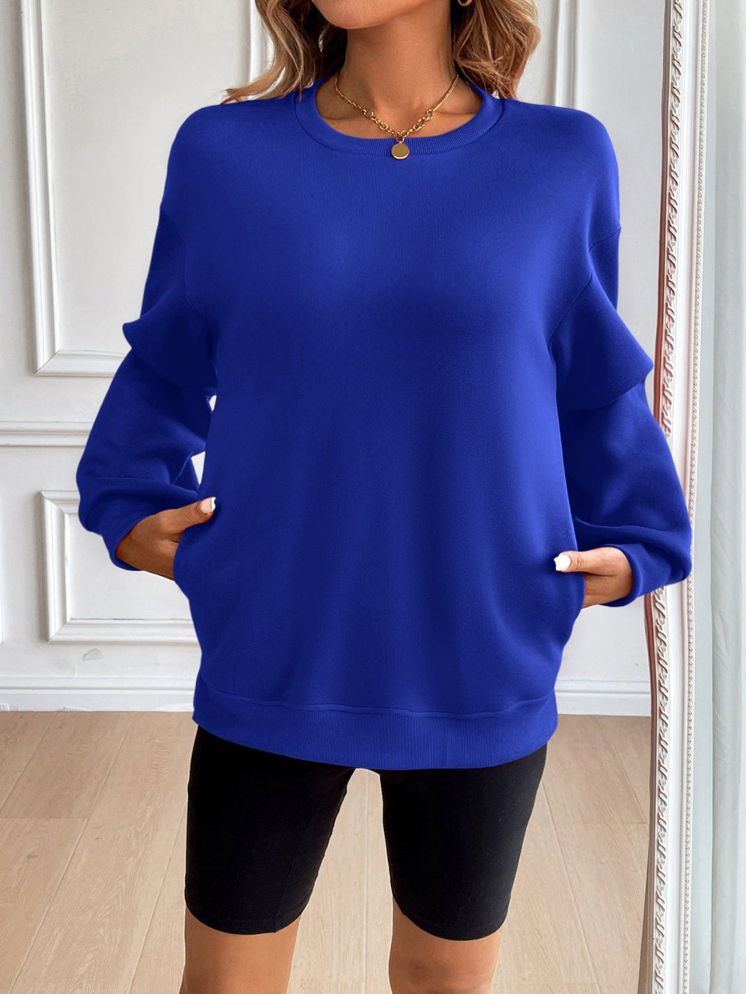 Round Neck Long Sleeve Sweatshirt - SharpDuds