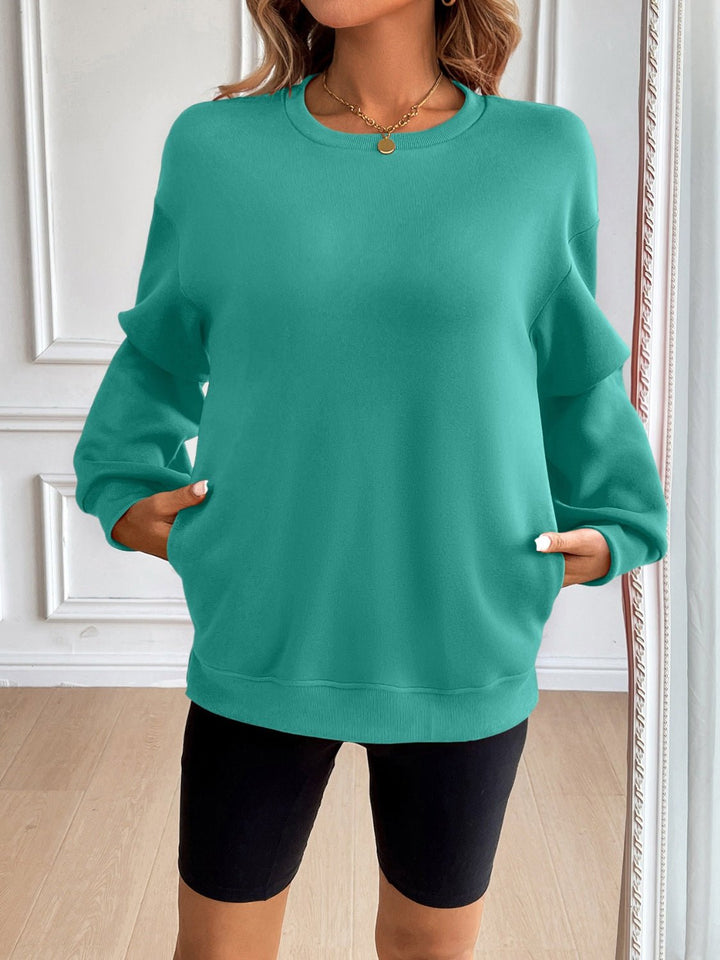 Round Neck Long Sleeve Sweatshirt - SharpDuds