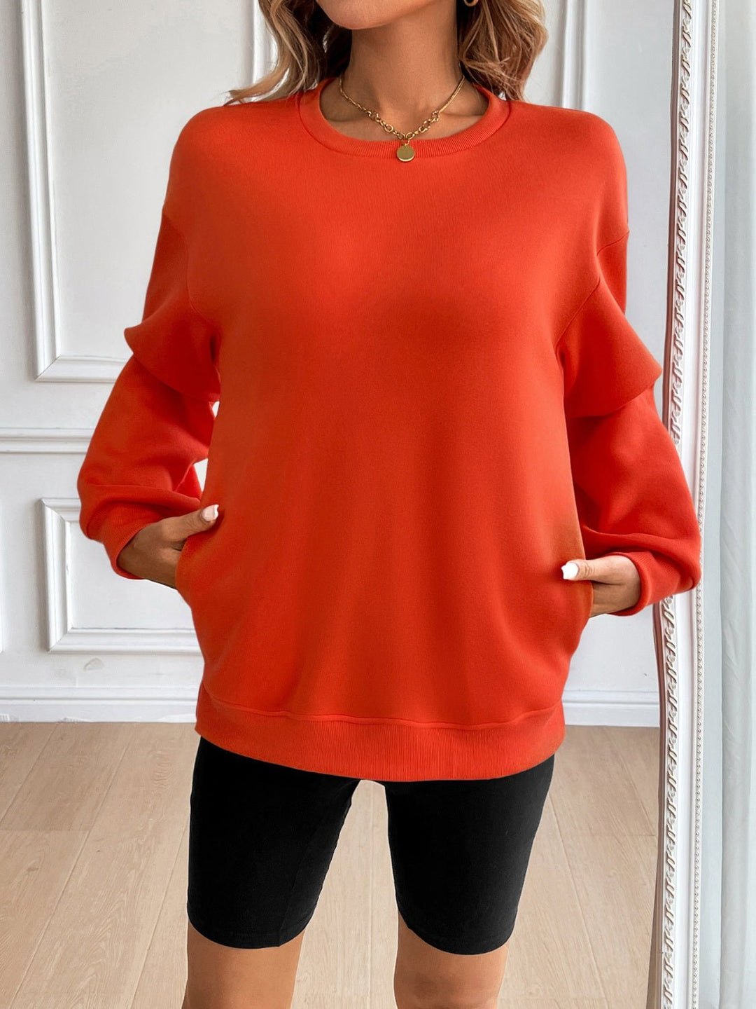 Round Neck Long Sleeve Sweatshirt - SharpDuds