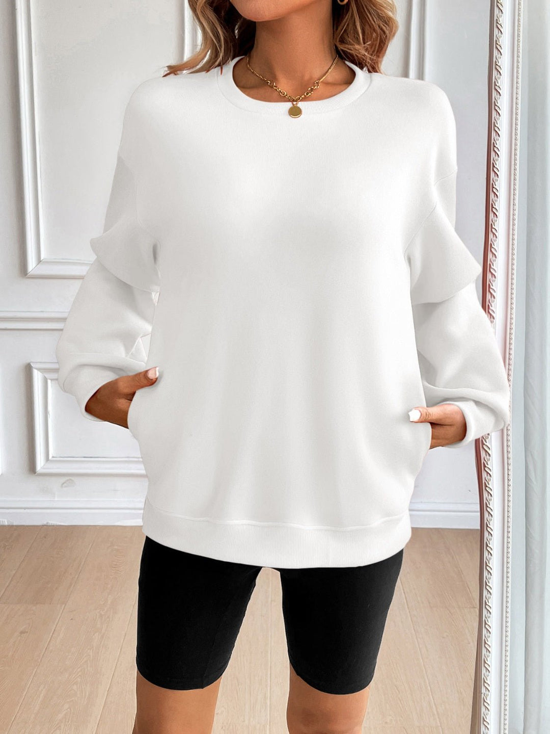 Round Neck Long Sleeve Sweatshirt - SharpDuds