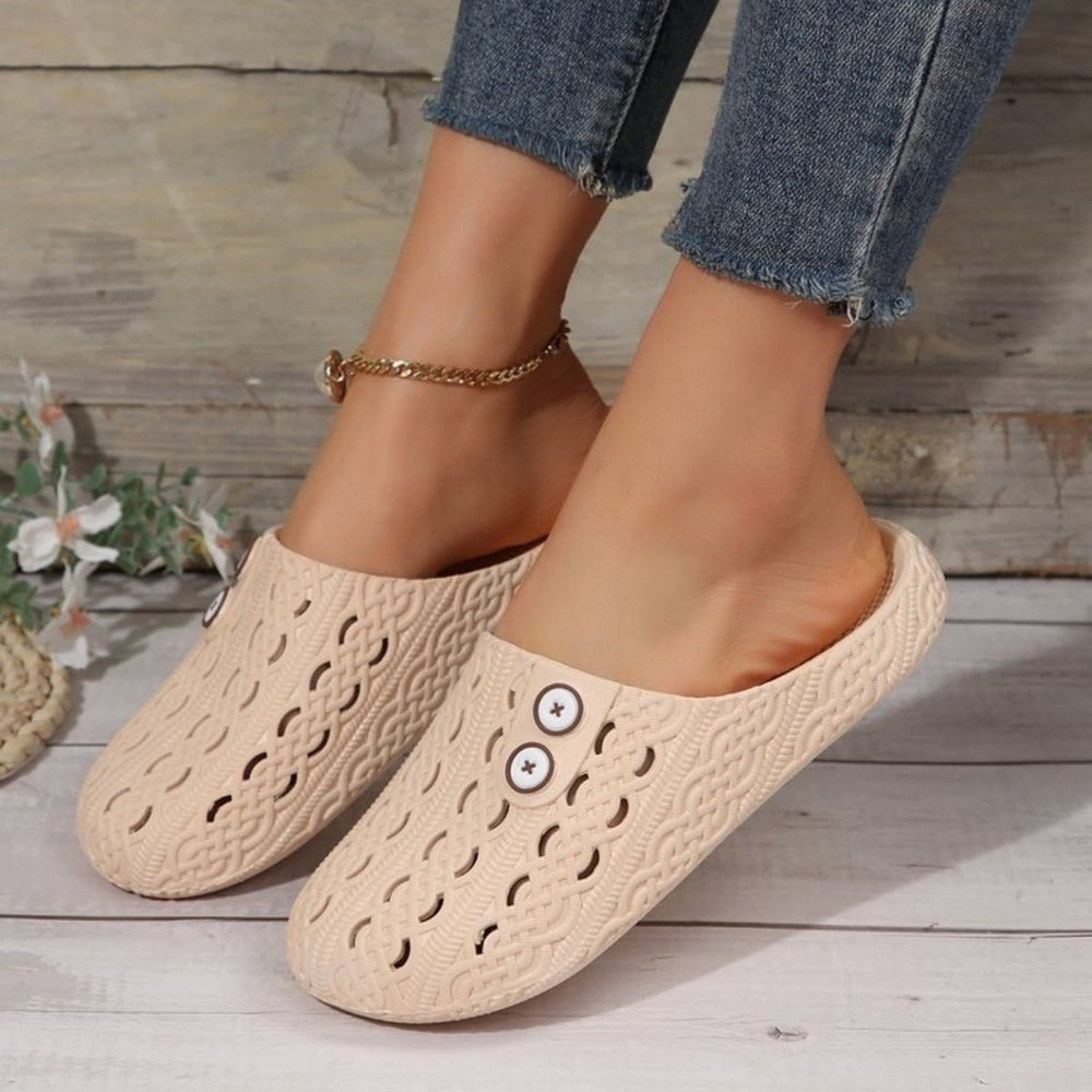 Round Toe PVC Flat Sandals - SharpDuds