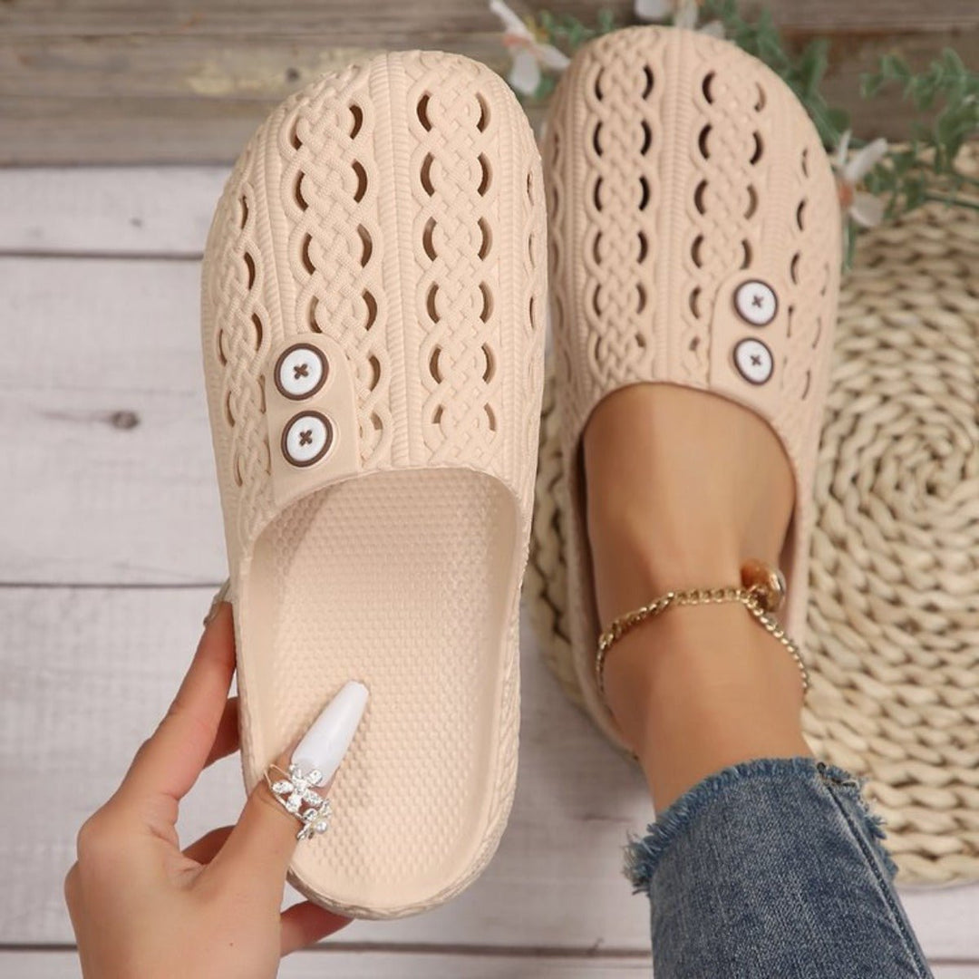 Round Toe PVC Flat Sandals - SharpDuds