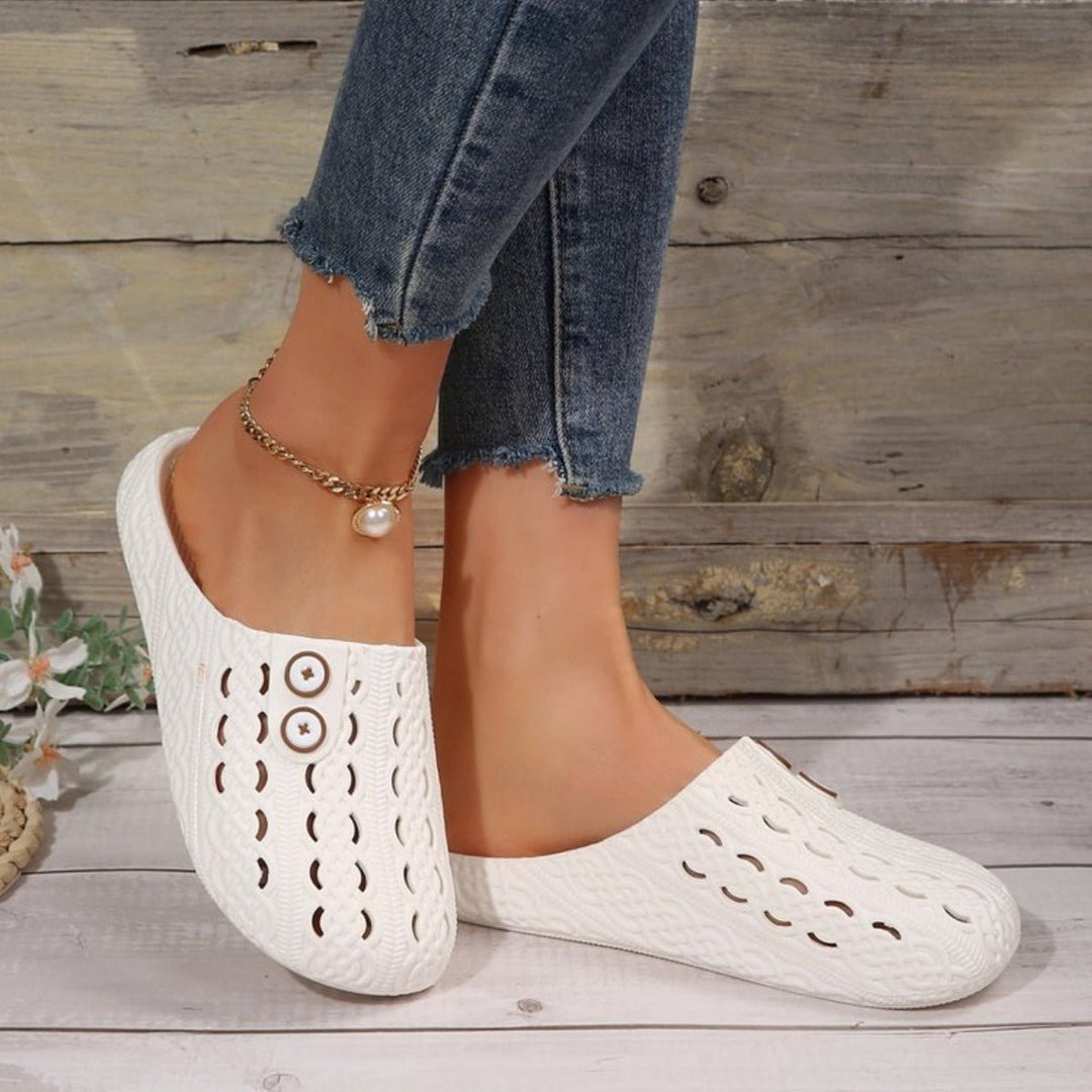 Round Toe PVC Flat Sandals - SharpDuds