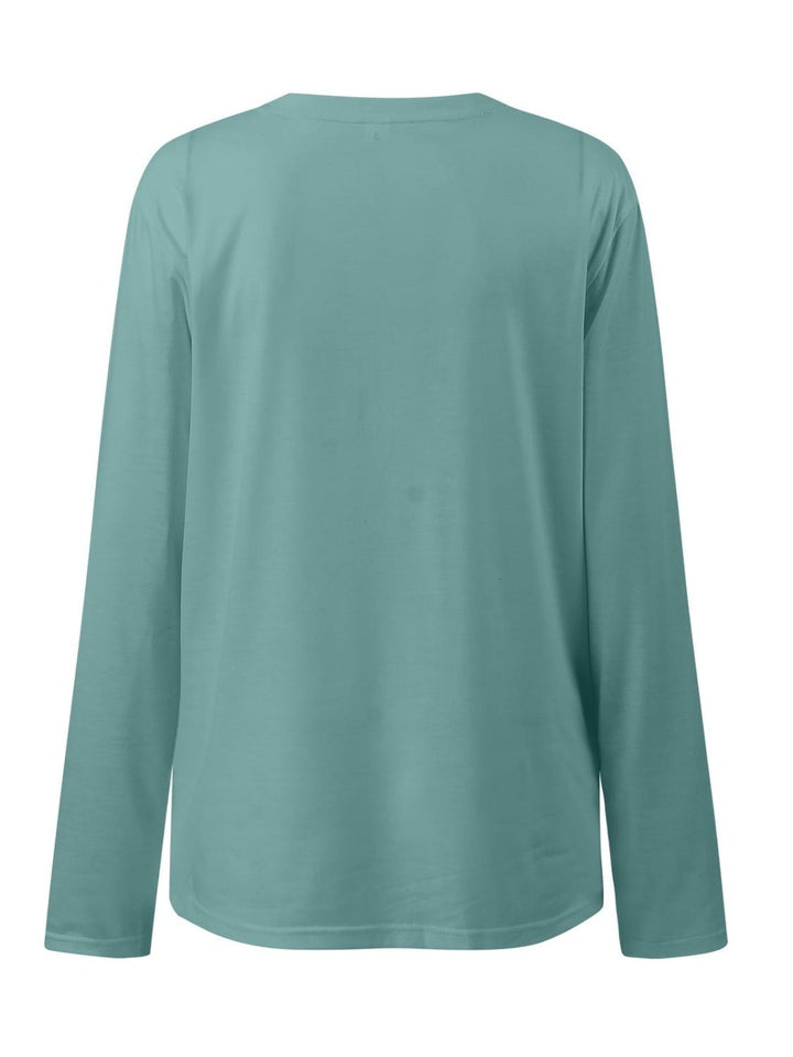 Ruched Round Neck Long Sleeve T-Shirt - SharpDuds