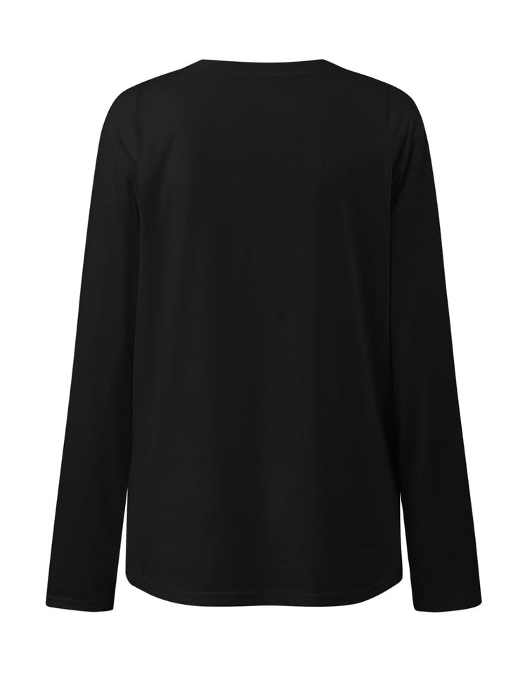 Ruched Round Neck Long Sleeve T-Shirt - SharpDuds