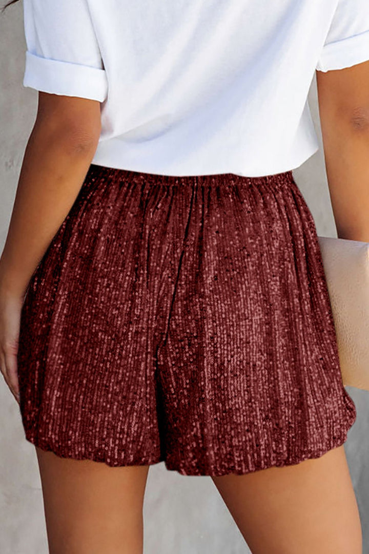 Sequin Elastic Waist Shorts - SharpDuds