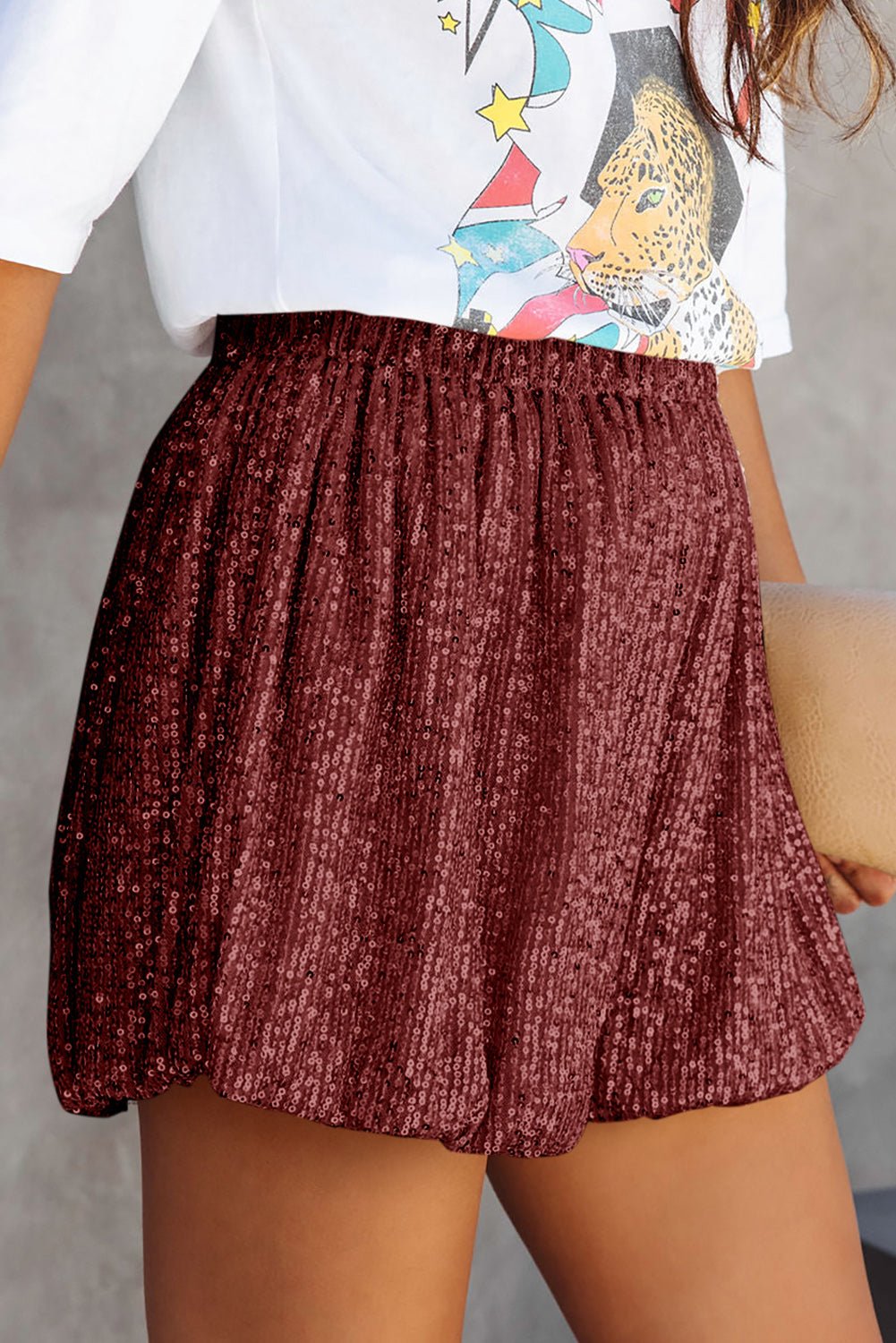 Sequin Elastic Waist Shorts - SharpDuds