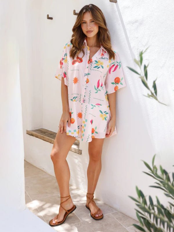 Simple Printed Wide - leg Casual Short Jumpsuit - SharpDuds