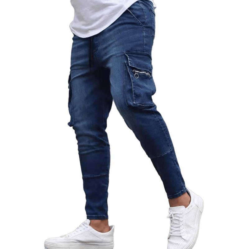 Skinny Fit Cargo Snap Stretch Jeans - www.SharpDuds.com