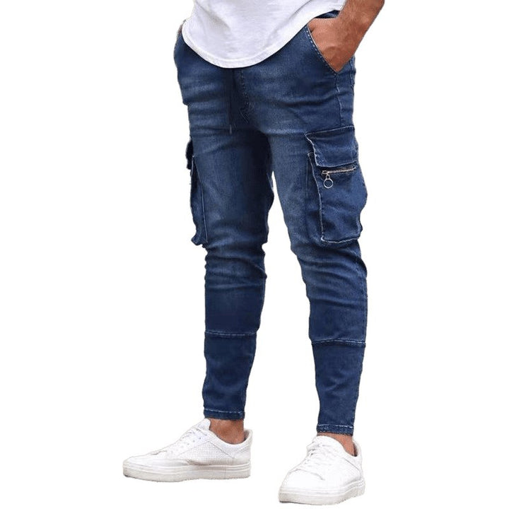 Skinny Fit Cargo Snap Stretch Jeans - www.SharpDuds.com