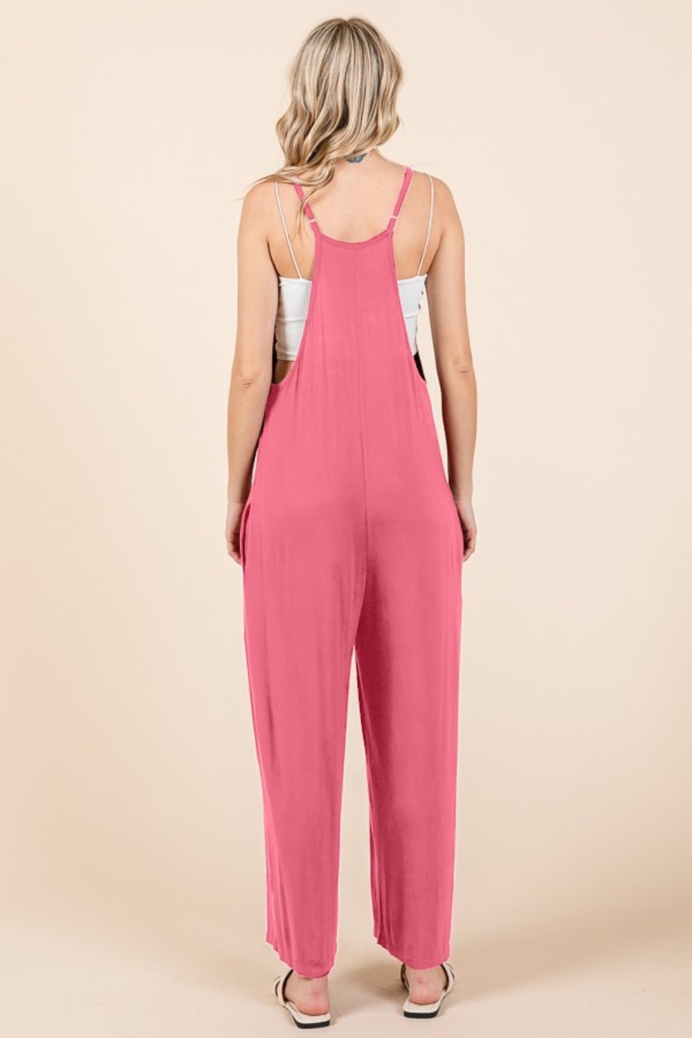 Sleeveless Wide Leg Jumpsuit with Pockets - SharpDuds