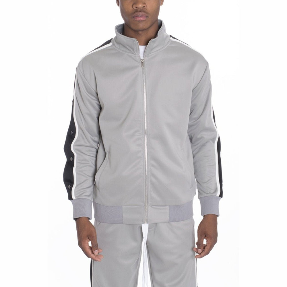 SNAP BUTTON TRACK JACKET- GREY - www.SharpDuds.com