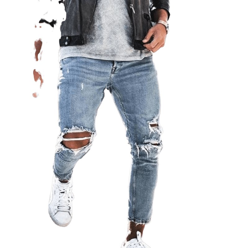 Solid Casual Ripped Pencil Jeans - www.SharpDuds.com