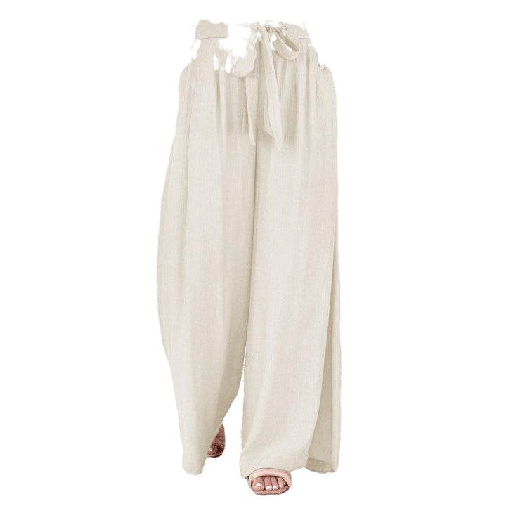 Solid Color Drawstring Knot Wide Leg Trousers - www.SharpDuds.com