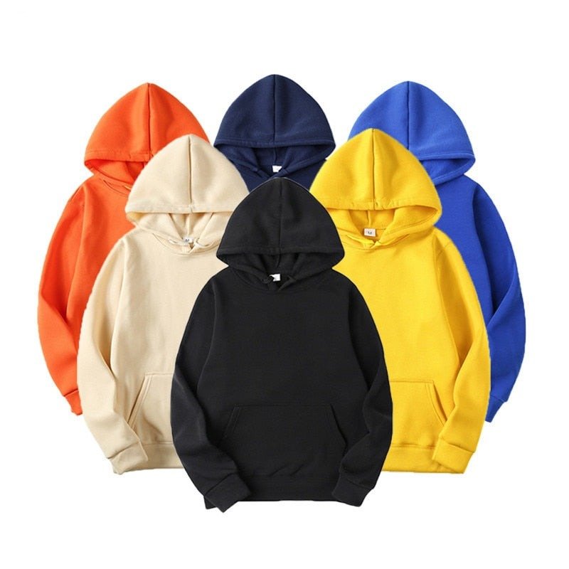 Solid Color Fashion Casual Hoodies - www.SharpDuds.com