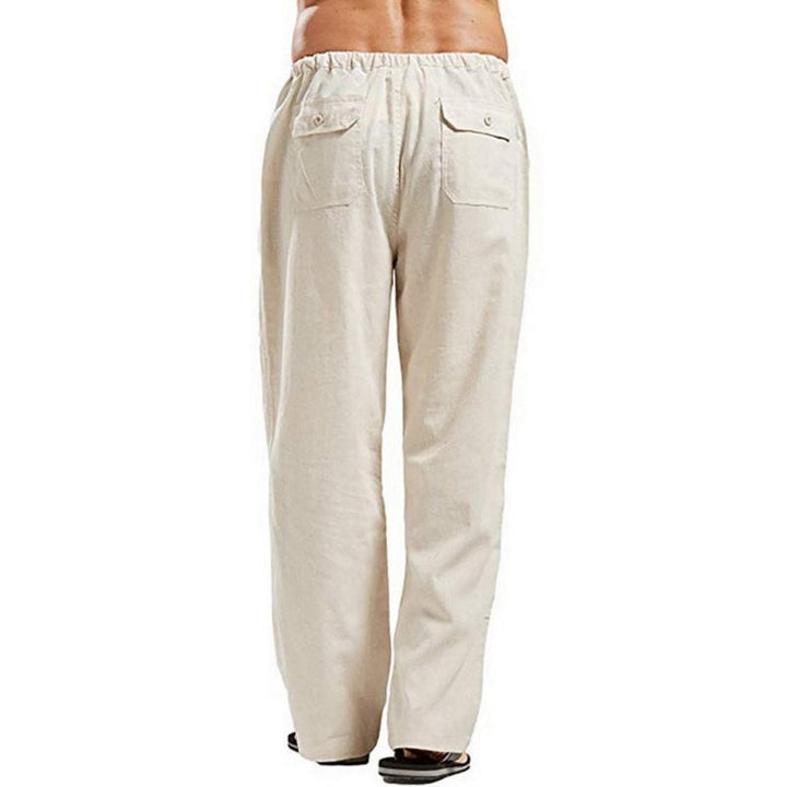 Solid Color Linen Blend Drawstring Pants For Men - www.SharpDuds.com