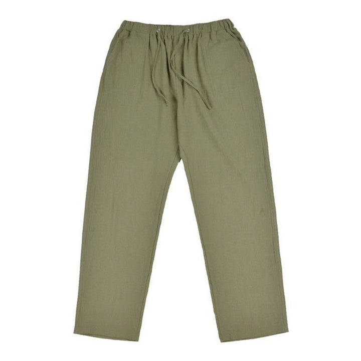 Solid Color Linen Blend Drawstring Pants For Men - www.SharpDuds.com