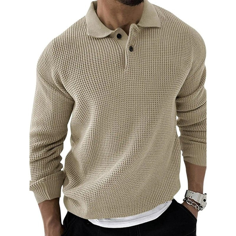 Solid Color Long Sleeve Waffle Knit Sweaters - www.SharpDuds.com