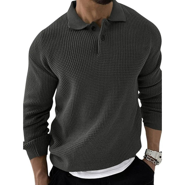 Solid Color Long Sleeve Waffle Knit Sweaters - www.SharpDuds.com