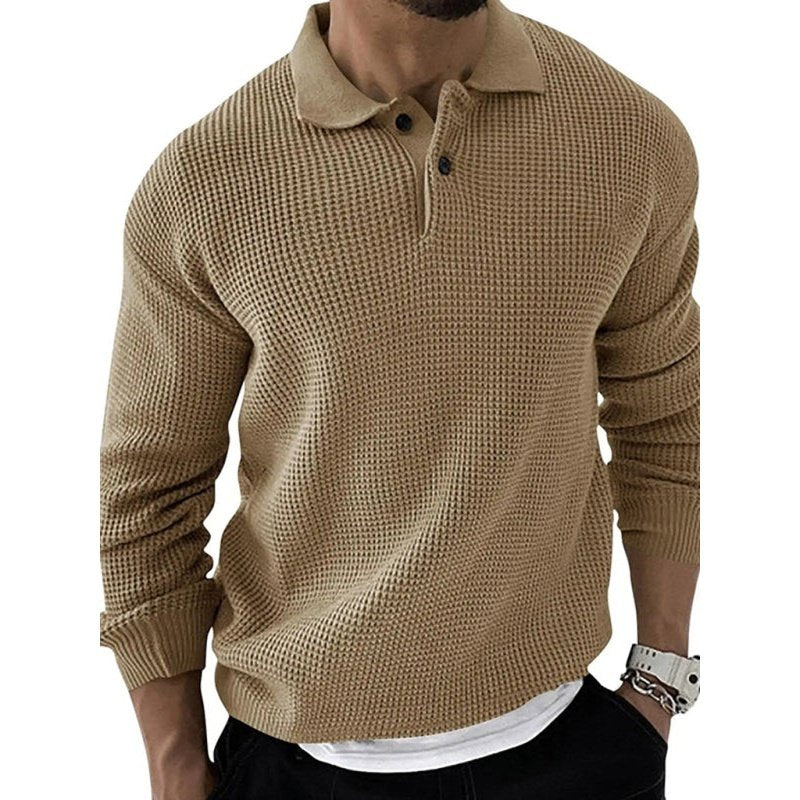 Solid Color Long Sleeve Waffle Knit Sweaters - www.SharpDuds.com