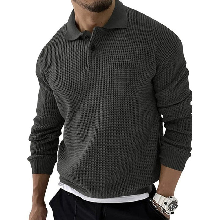 Solid Color Long Sleeve Waffle Knit Sweaters - www.SharpDuds.com