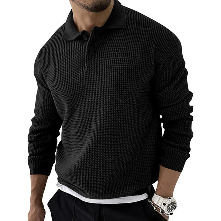 Solid Color Long Sleeve Waffle Knit Sweaters - www.SharpDuds.com