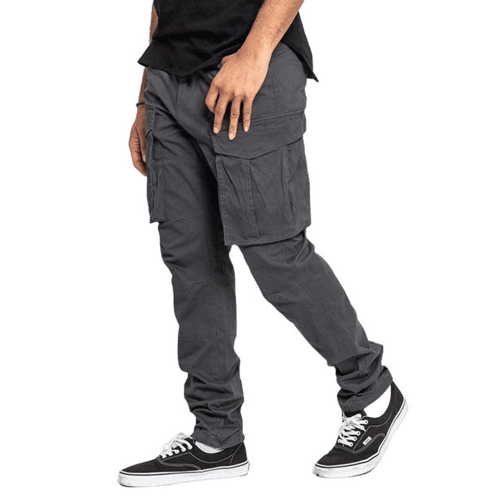 Solid Color Multi-Pocket Casual Cargo Pants For Men - www.SharpDuds.com