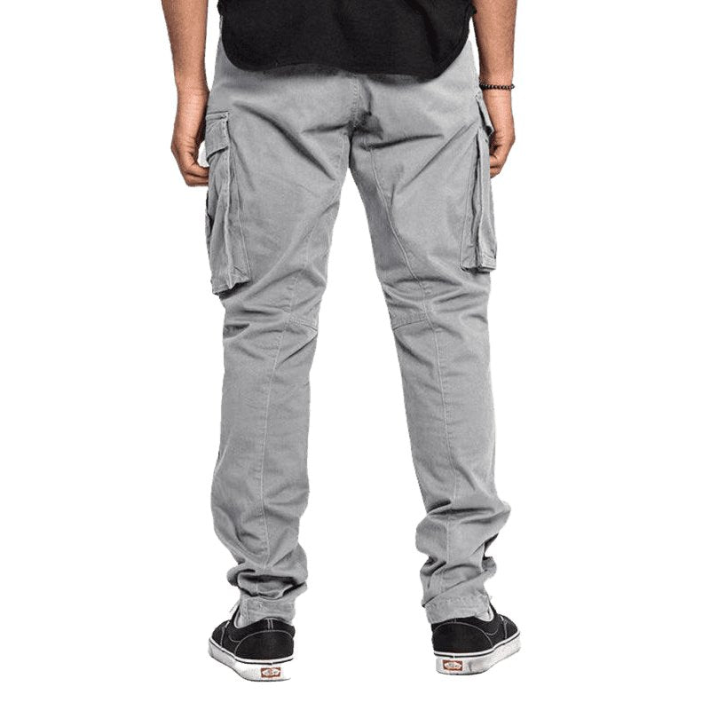 Solid Color Multi-Pocket Casual Cargo Pants For Men - www.SharpDuds.com