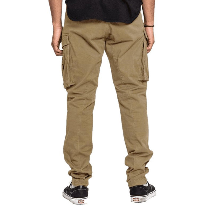 Solid Color Multi-Pocket Casual Cargo Pants For Men - www.SharpDuds.com