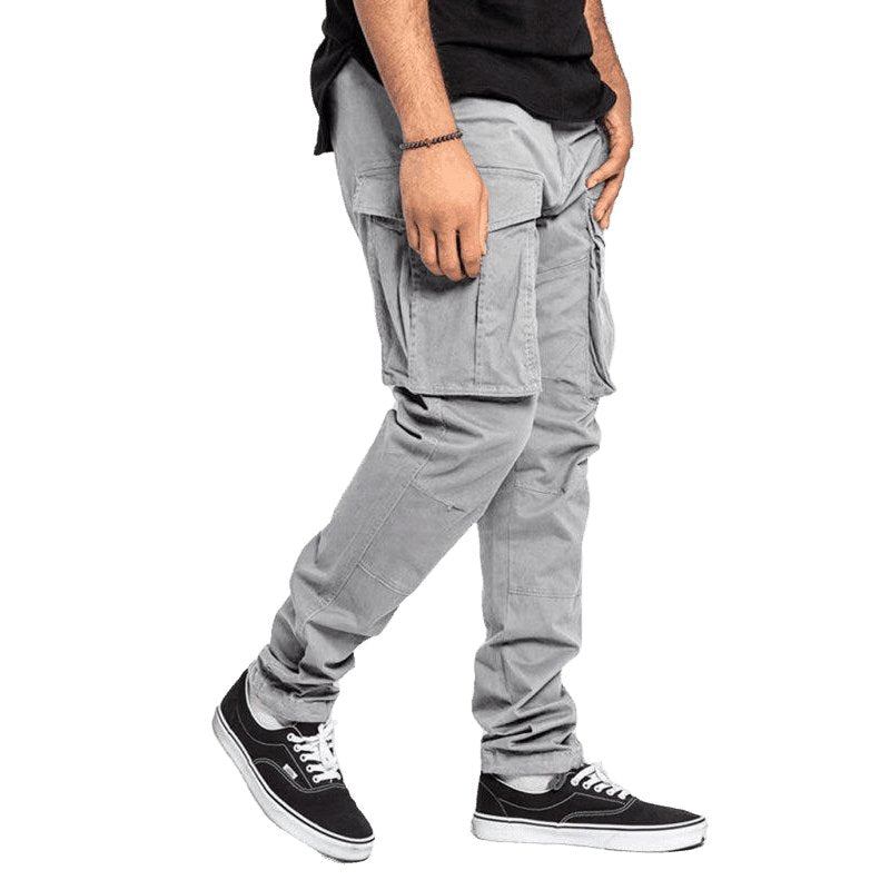 Solid Color Multi-Pocket Casual Cargo Pants For Men - www.SharpDuds.com