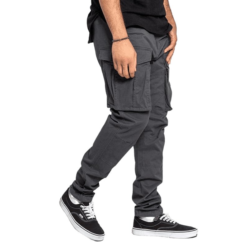 Solid Color Multi-Pocket Casual Cargo Pants For Men - www.SharpDuds.com