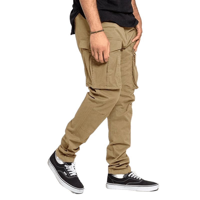 Solid Color Multi-Pocket Casual Cargo Pants For Men - www.SharpDuds.com