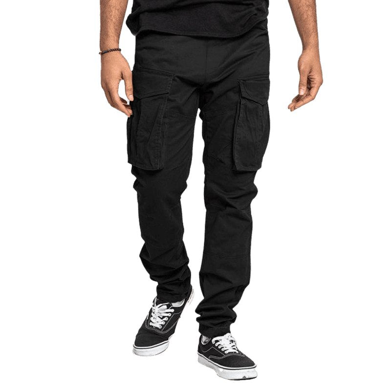 Solid Color Multi-Pocket Casual Cargo Pants For Men - www.SharpDuds.com