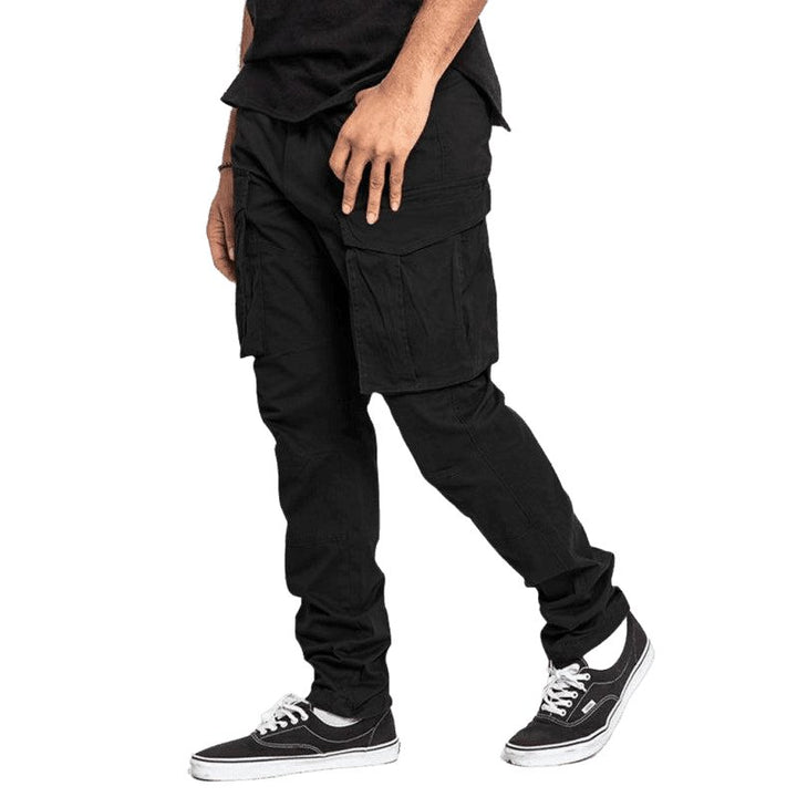 Solid Color Multi-Pocket Casual Cargo Pants For Men - www.SharpDuds.com