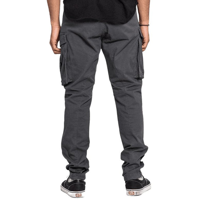 Solid Color Multi-Pocket Casual Cargo Pants For Men - www.SharpDuds.com