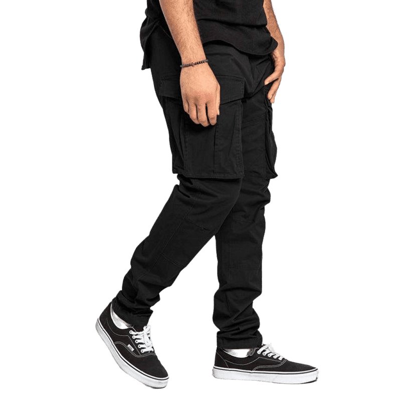 Solid Color Multi-Pocket Casual Cargo Pants For Men - www.SharpDuds.com