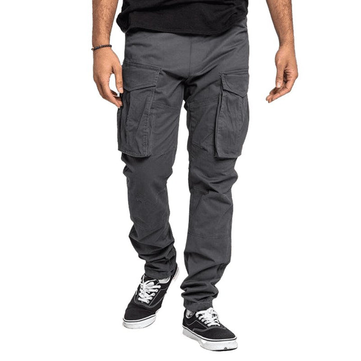 Solid Color Multi-Pocket Casual Cargo Pants For Men - www.SharpDuds.com