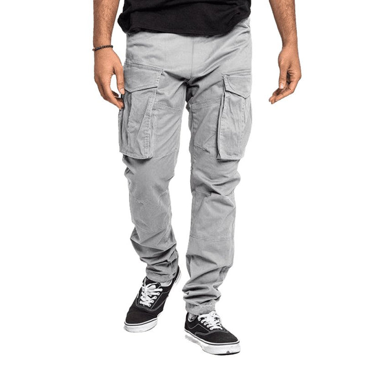 Solid Color Multi-Pocket Casual Cargo Pants For Men - www.SharpDuds.com