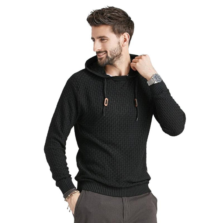 Solid Color Ribbed Hooded Sweater - www.SharpDuds.com