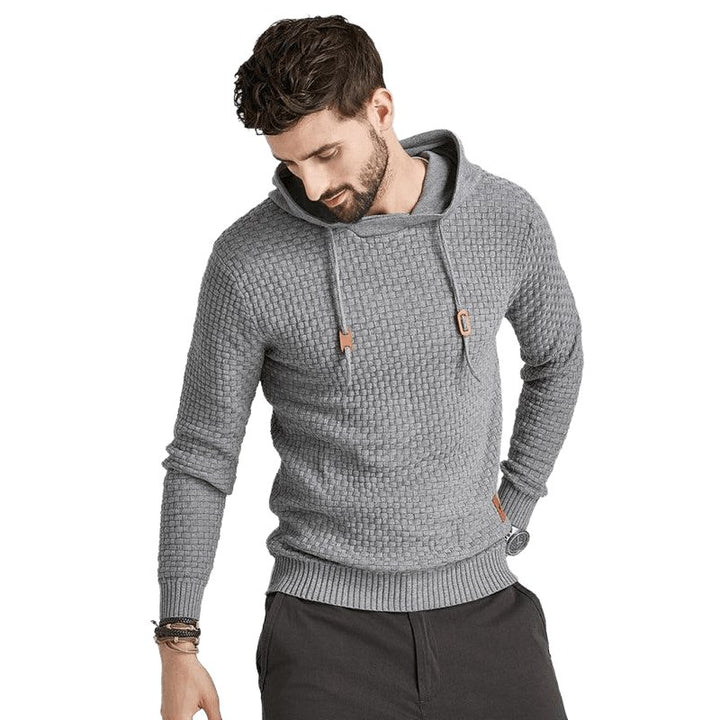 Solid Color Ribbed Hooded Sweater - www.SharpDuds.com