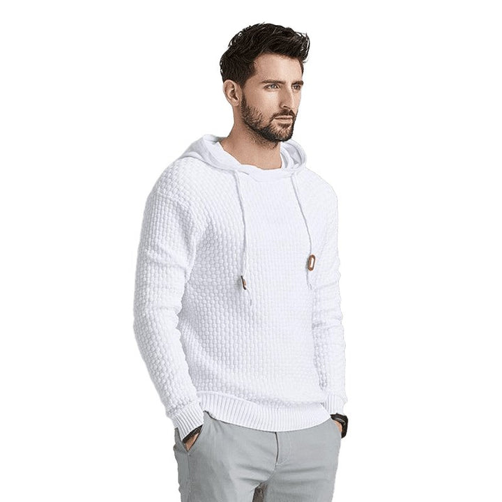 Solid Color Ribbed Hooded Sweater - www.SharpDuds.com