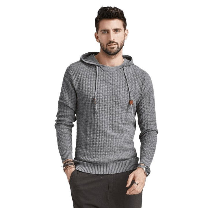 Solid Color Ribbed Hooded Sweater - www.SharpDuds.com